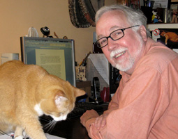 Duncan Ball with his cat Jasper